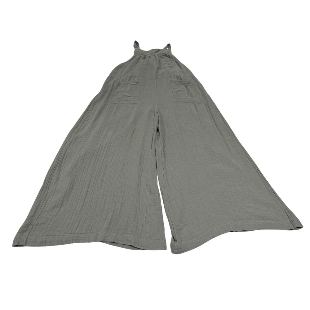 Natural Life Overalls Jumpsuit Women XL Wide Leg Lagenlook Boho Blue/Gray Color